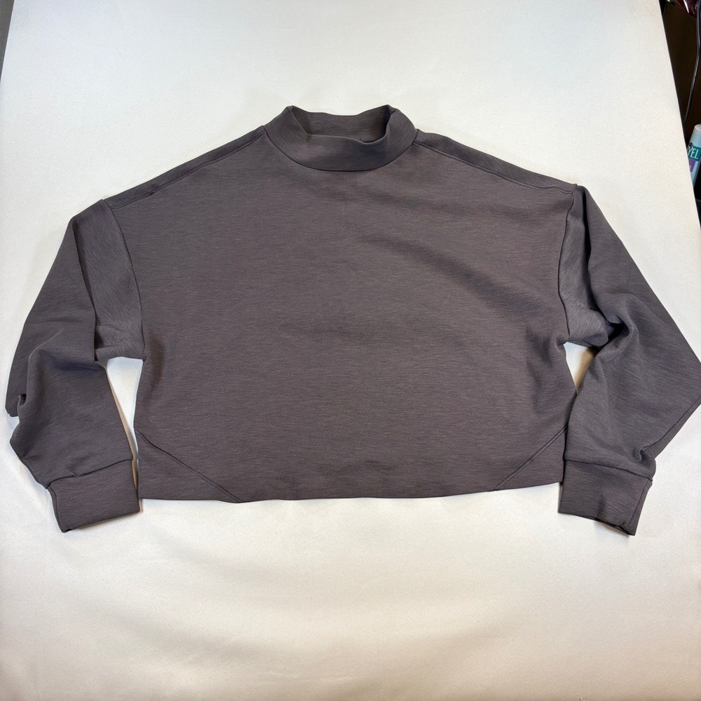 Rhone DreamGlow Mock Neck Sweatshirt Womens XS Brown Cropped Pullover Athleisure